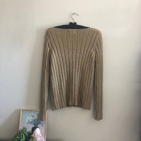 80s Jones New York metallic gold pullover sweater - Picture 3 of 5